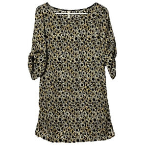 Emma Rose daisy, sunflower, floral print red polka dot slip dress 3/4 sleeves